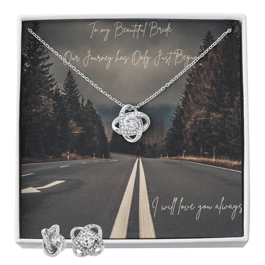 To My Beautiful Bride- The Love Knot Necklace and Earring Set