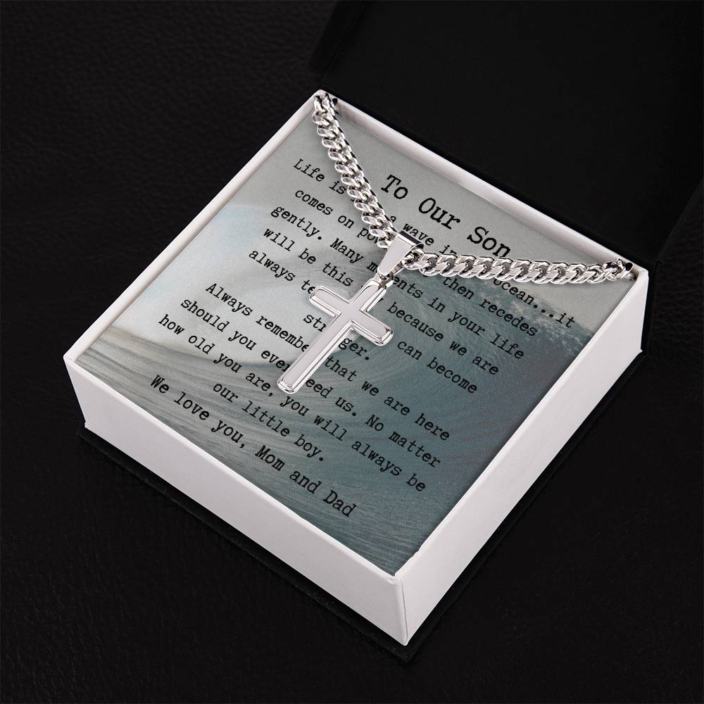 To our Son - The Engraveable Artisan Cross Necklace