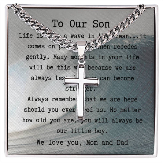 To our Son - The Engraveable Artisan Cross Necklace