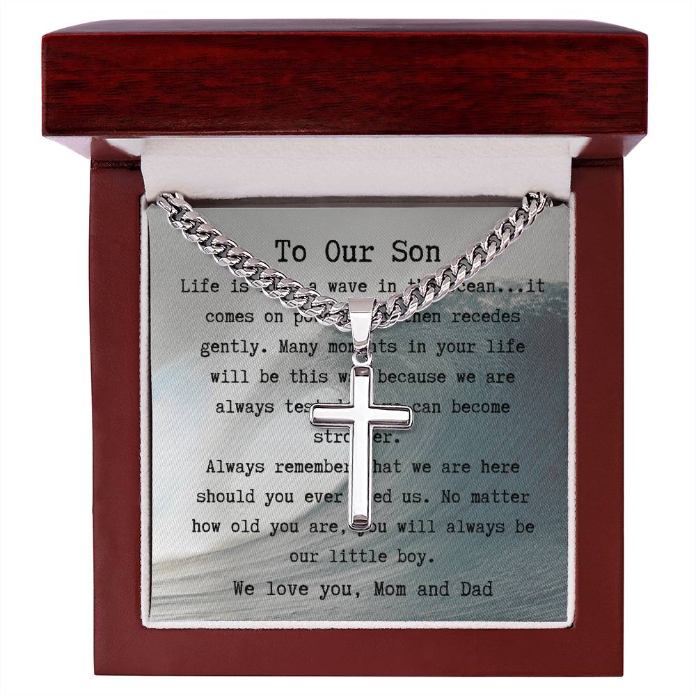 To our Son - The Engraveable Artisan Cross Necklace