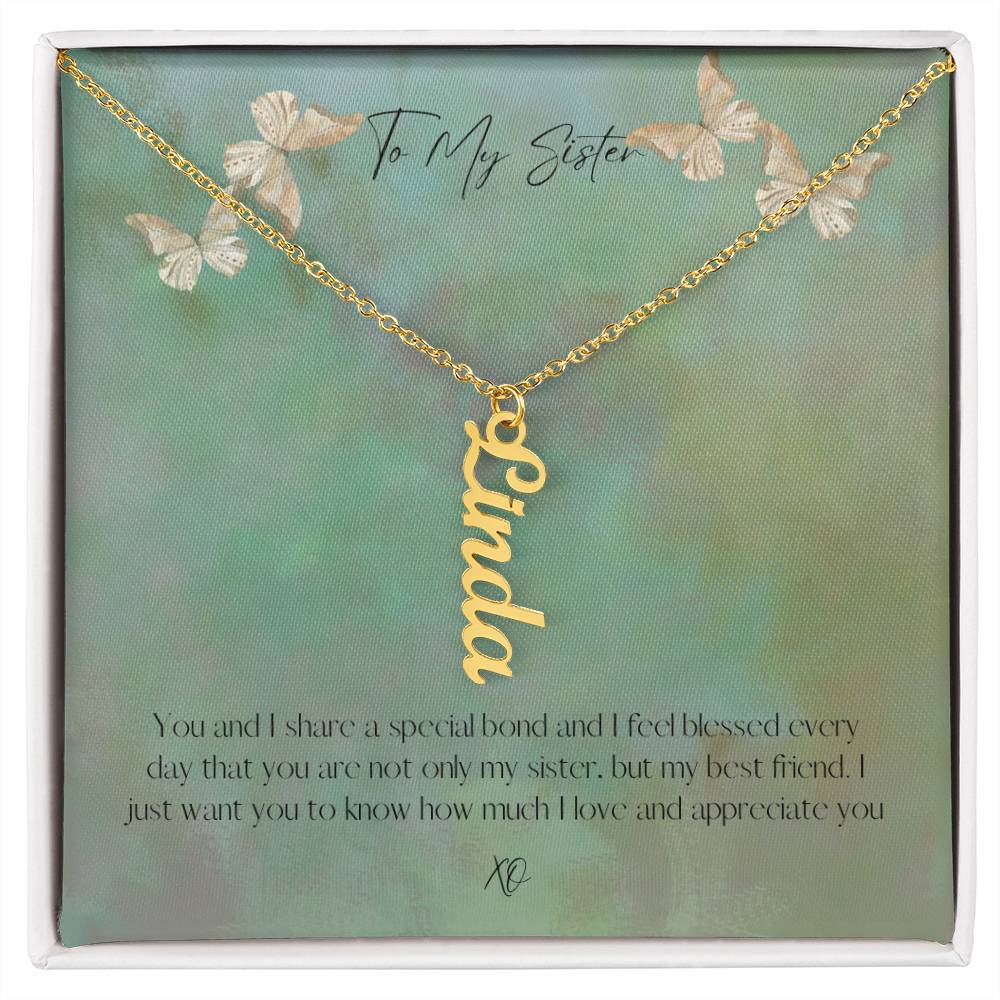 Personalized Vertical Name Necklace - A special gift for a special sister