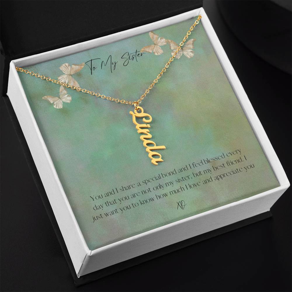 Personalized Vertical Name Necklace - A special gift for a special sister