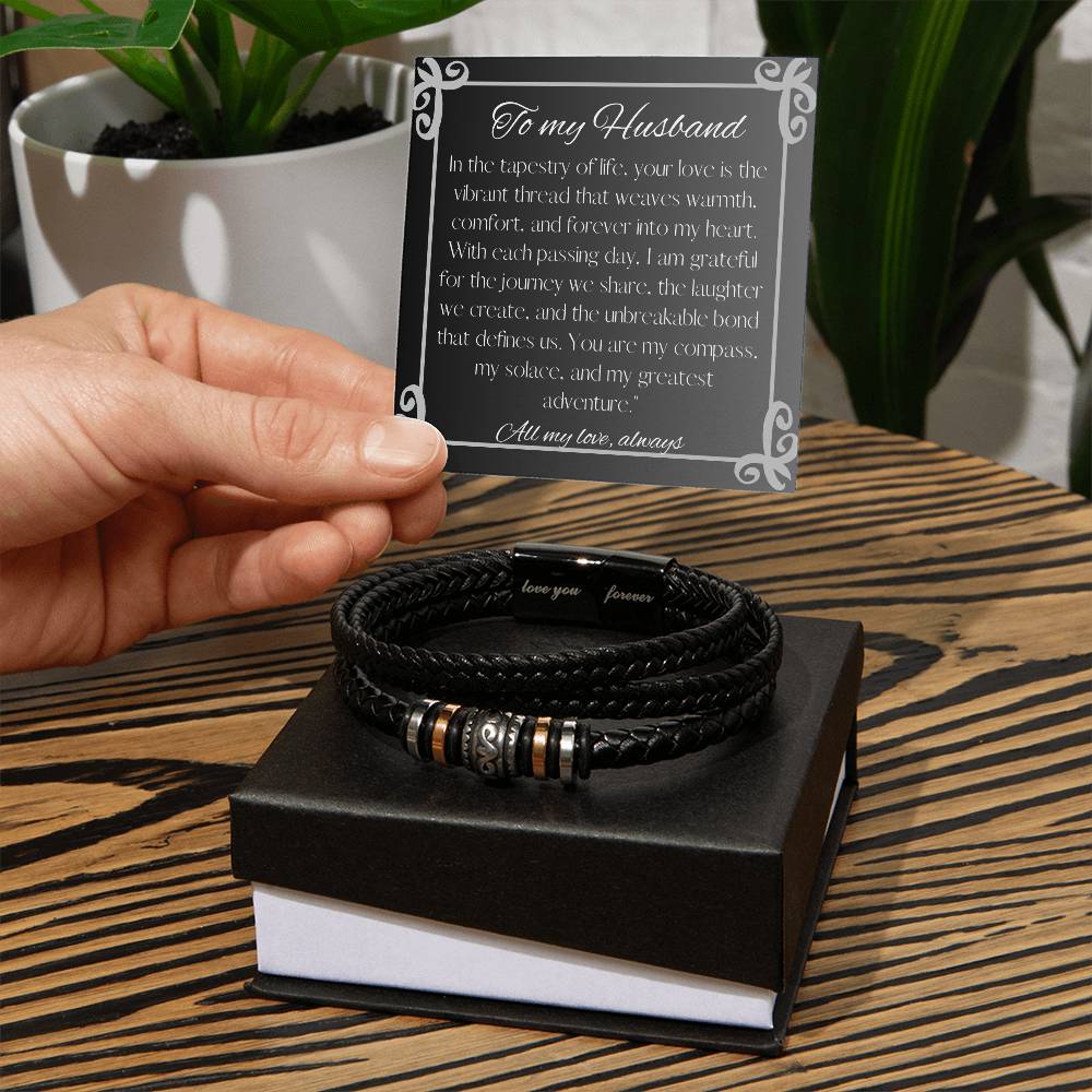 Vegan Leather Men's Bracelet - with "I'll love you forever"