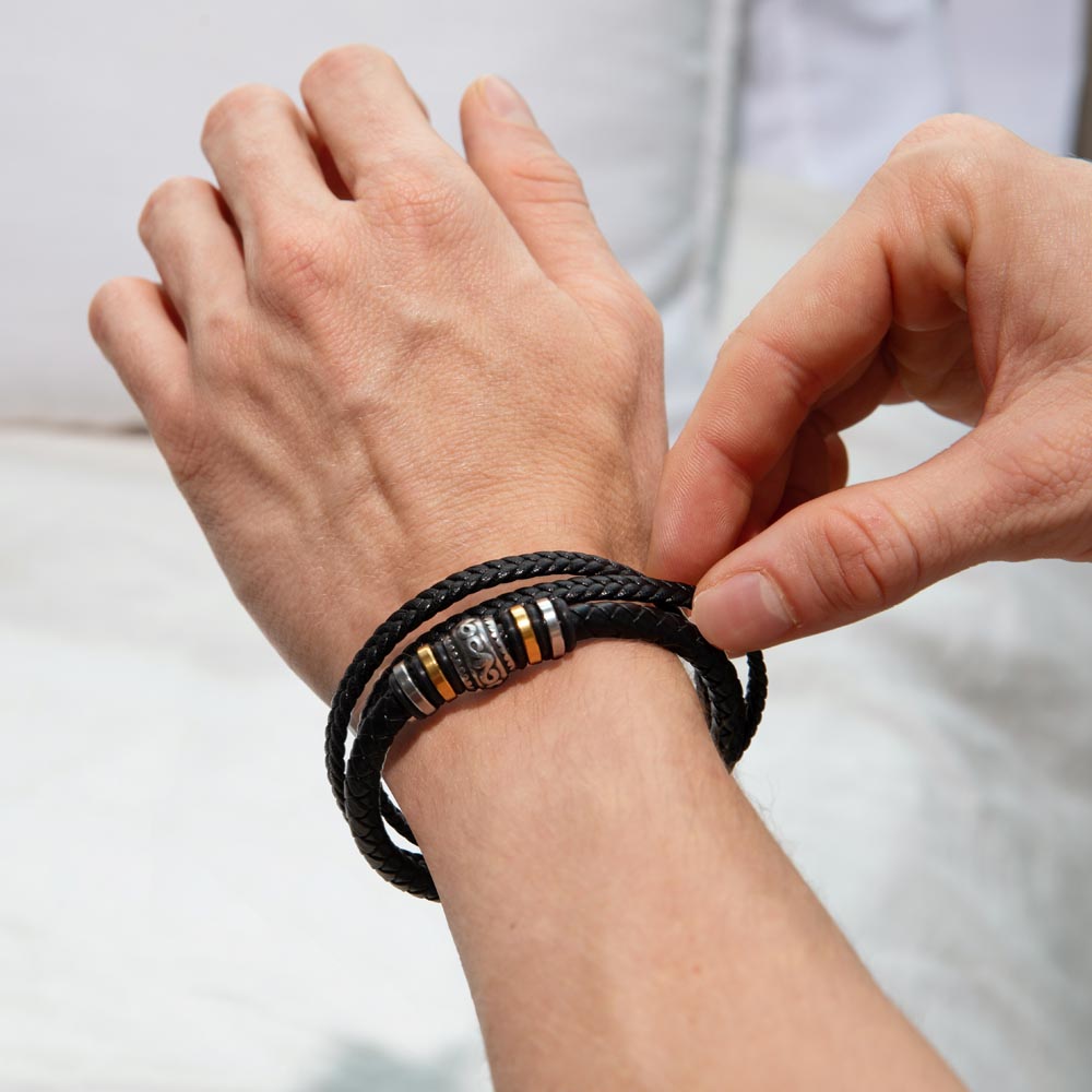 Vegan Leather Men's Bracelet - with "I'll love you forever"