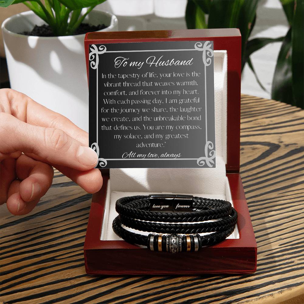 Vegan Leather Men's Bracelet - with "I'll love you forever"